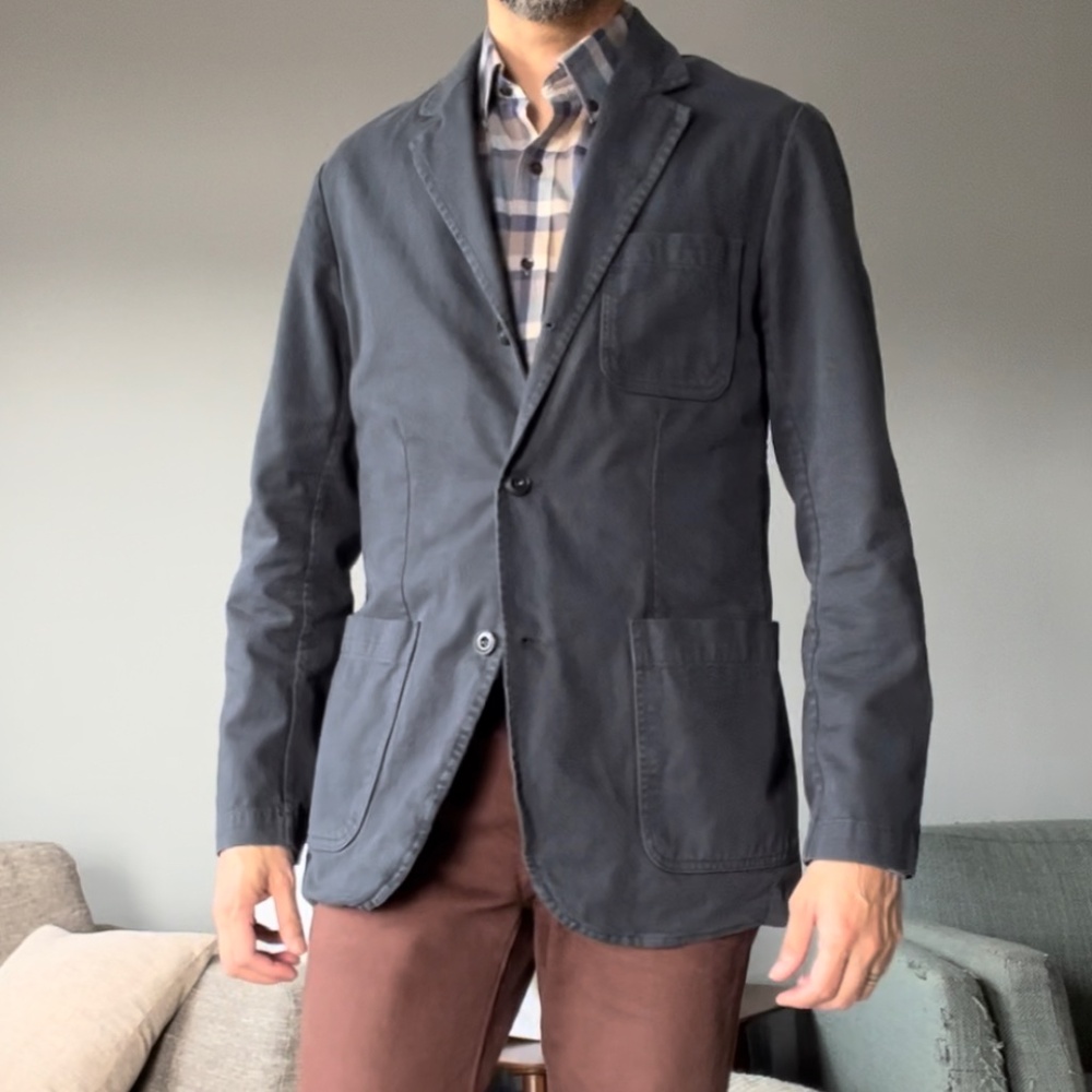 -SOLD- Taylor Stitch The Foundation Blazer in Organic Navy Twill, size 38 small
